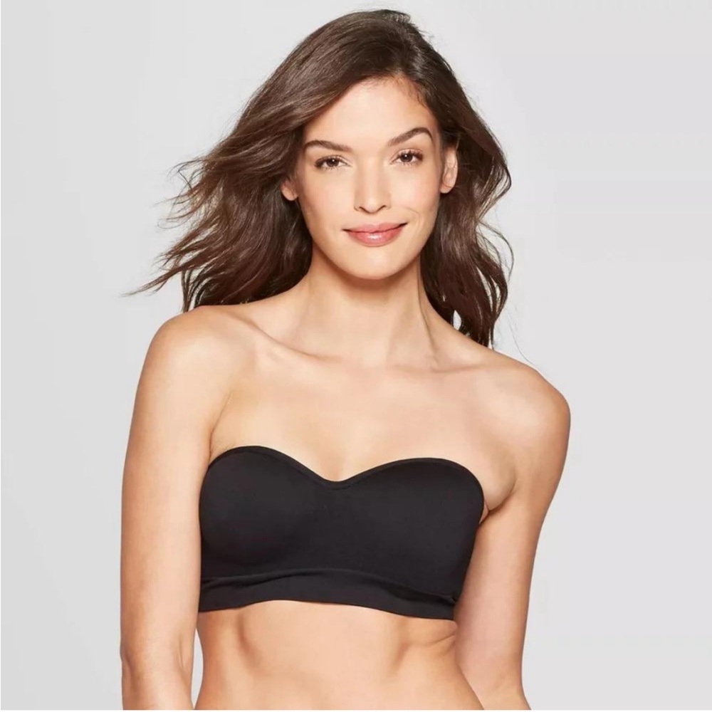 Auden Women Padded Seamless Black Wireless Bandeau Bra Size Medium